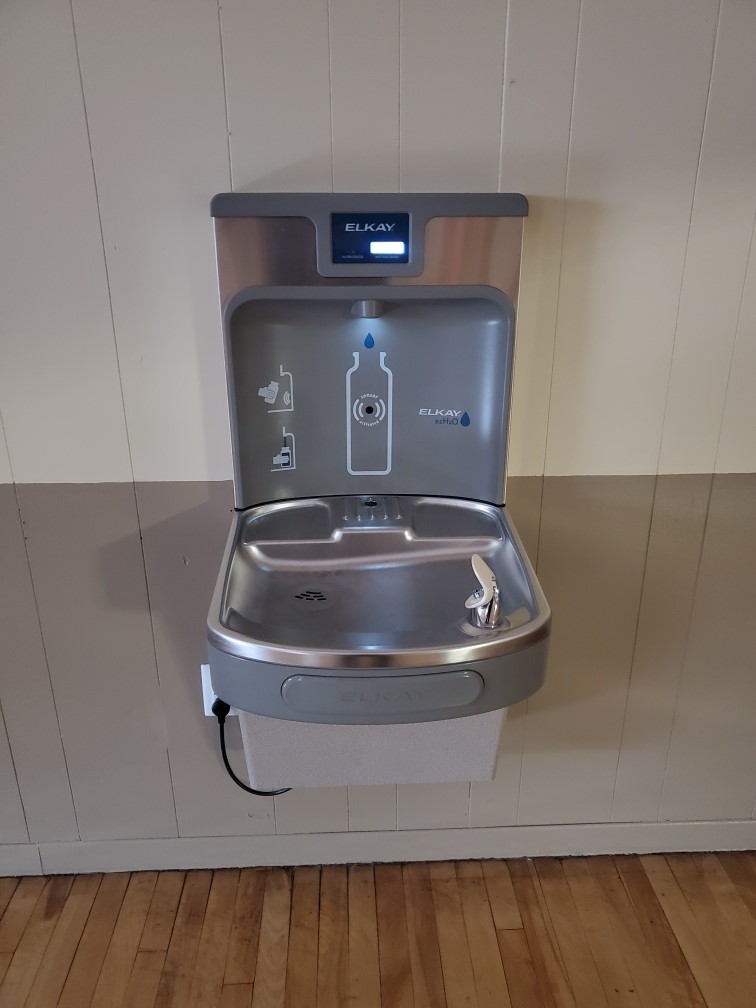 Indoor water refill station.